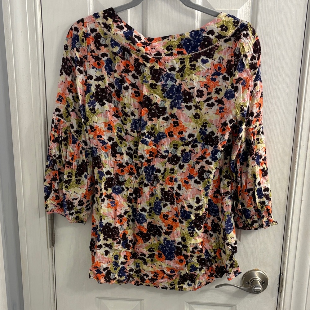 Maeve Floral Blouse - Orange, Blue, Black - Picture 4 of 4